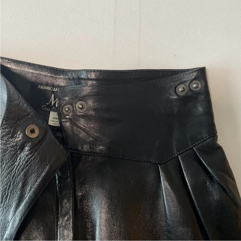 Vintage MZ Creations Paris France Women's High Waisted Black Leather pants 1980s - Picture 7 of 13